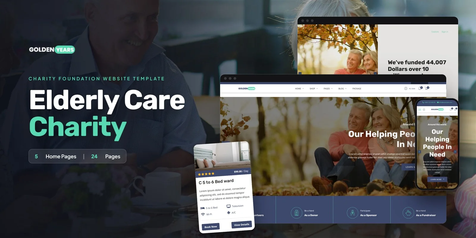 Goldenyears – Bootstrap 5 Charity Foundation HTML5 Website Template preview