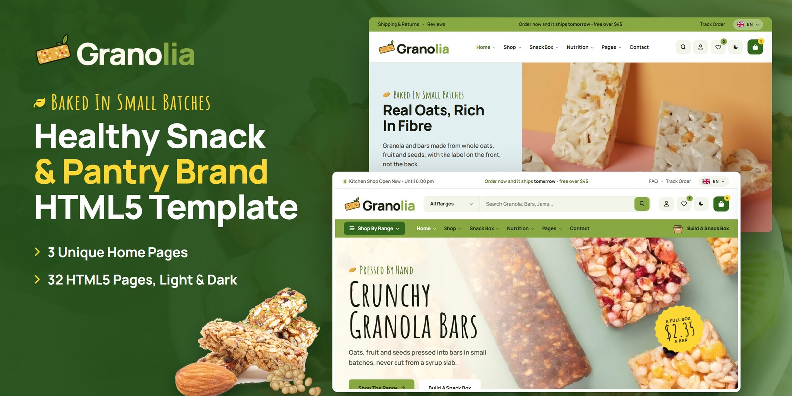 Granolia — Snack React JS Website Template preview