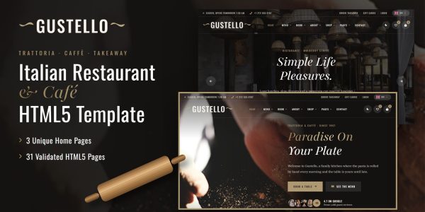Gustello — Italian Restaurant React JS Website Template