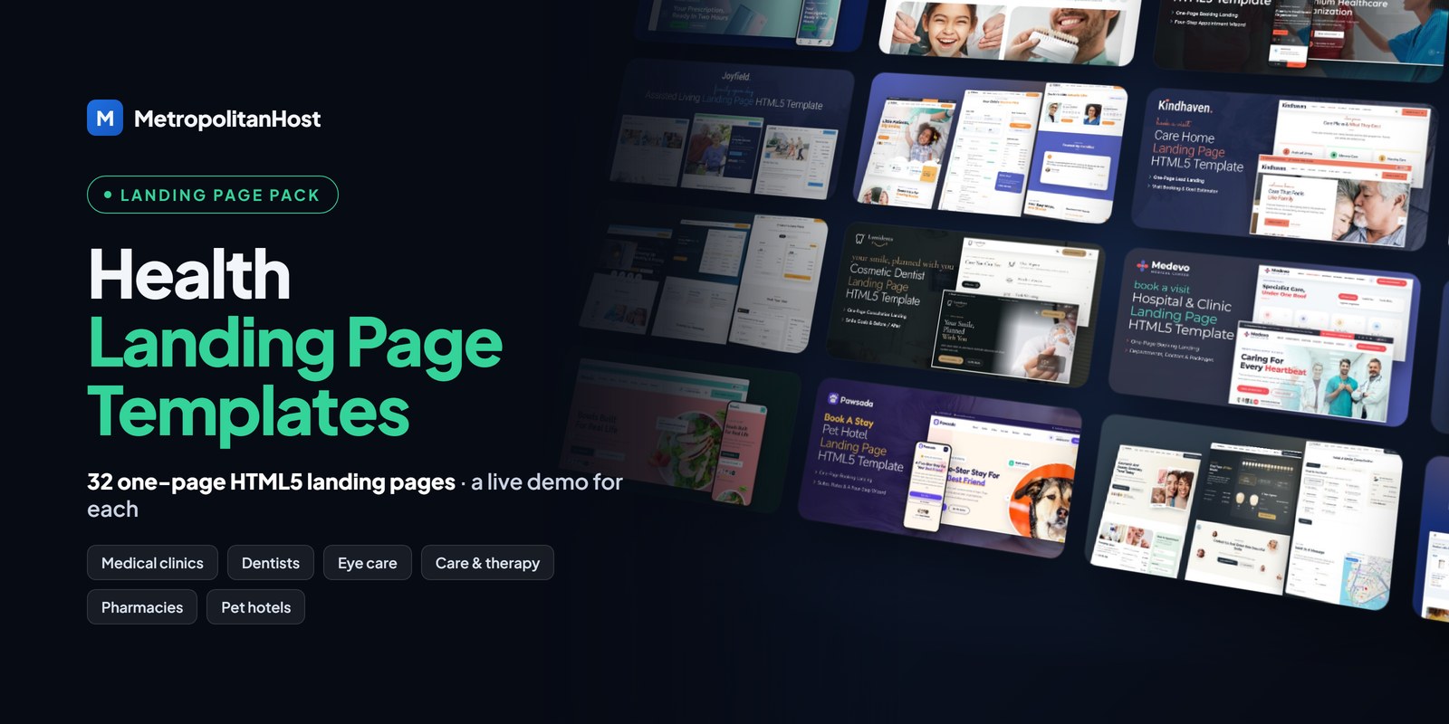 Health Landing Page Templates — Landing Page Pack (32 Landing Pages)