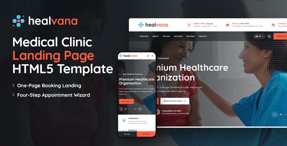 Healvana – Medical Clinic Appointment Landing Page HTML5 Template