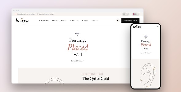 Helixa – Piercing Studio Landing Page HTML5 Template