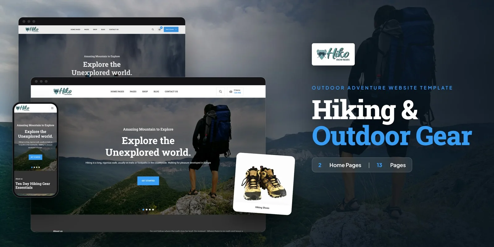 Hiko — Outdoor Tours Vue.js Website Template preview