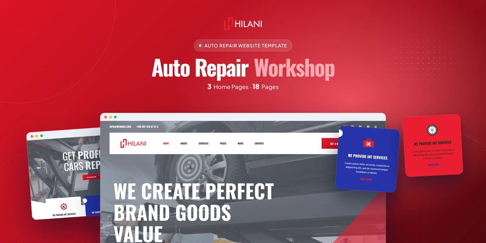 Hilani — Mechanic Shop Vue.js Website Template preview