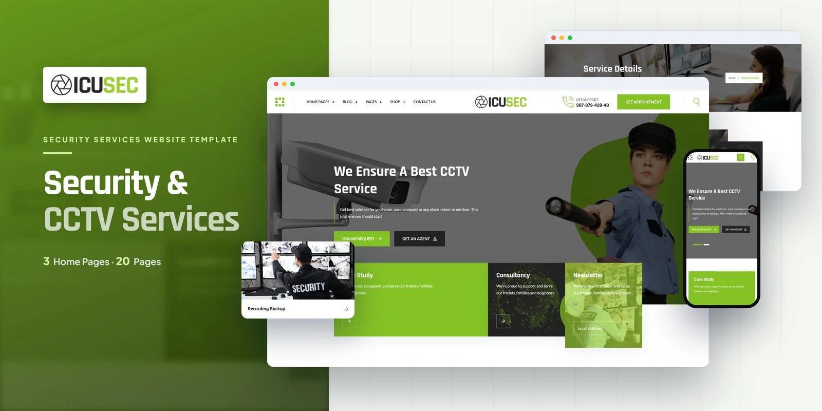 Icusec — Security Solutions PHP Website Template preview