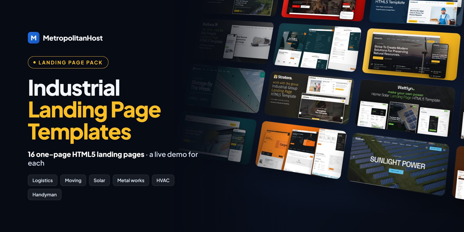 Industrial Landing Page Templates — Landing Page Pack (16 Landing Pages)