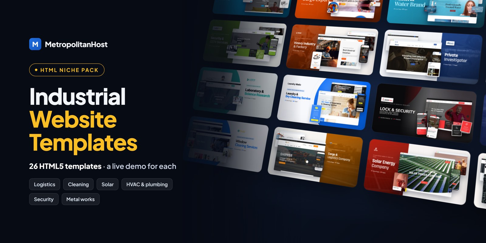 Industrial Website Templates — HTML Niche Pack (26 Templates)