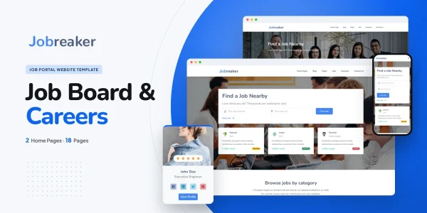 Jobreaker — Career Portal React JS Website Template
