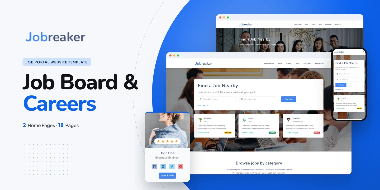 Jobreaker — Job Board Vue.js Website Template preview