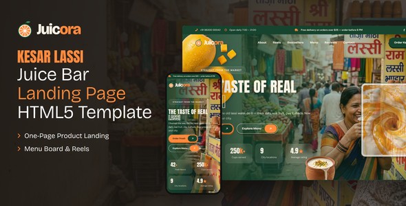 Juicora – Juice Bar Product Landing Page HTML5 Template
