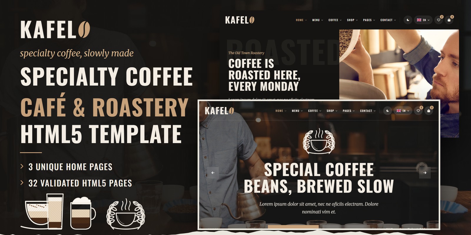 Kafelo — Coffee Shop React JS Website Template preview