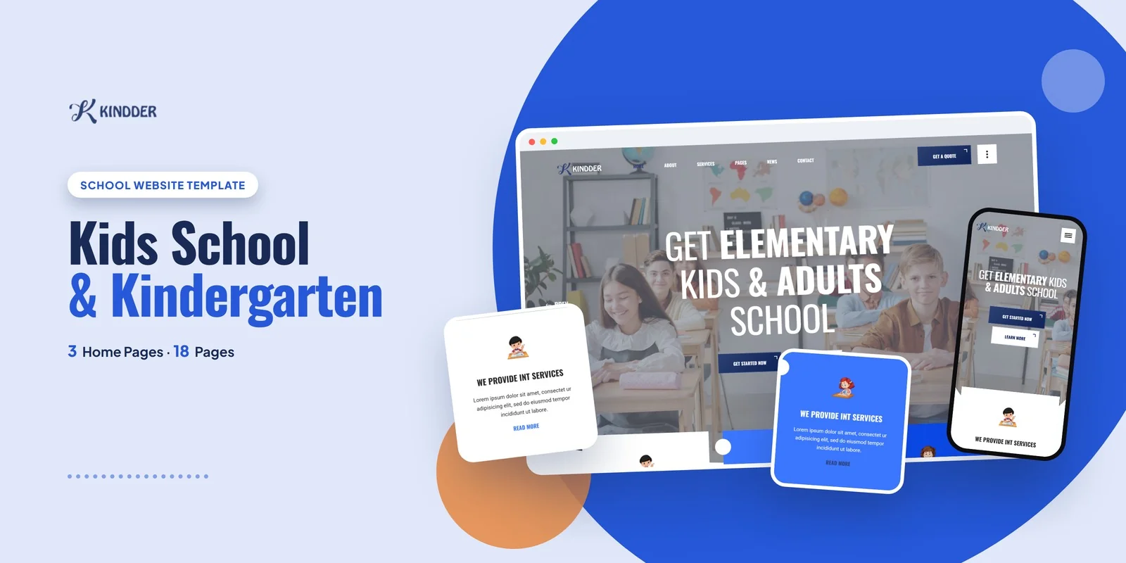 Kindder — Children Education React JS Website Template preview