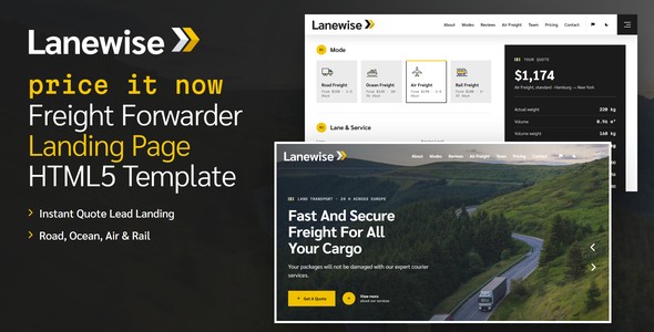 Lanewise – Freight Forwarding Quote Landing Page HTML5 Template