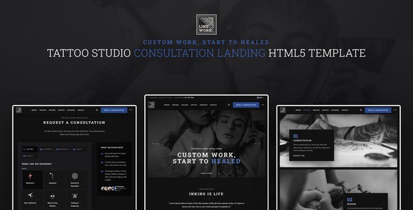 Linework – Custom Tattoo Consultation Landing Page HTML5 Template