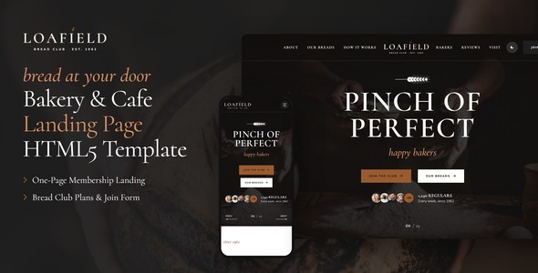 Loafield – Bread Club Landing Page HTML5 Template
