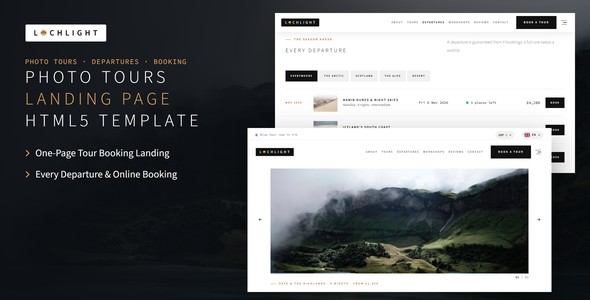 Lochlight – Landscape Photo Tours Landing Page HTML5 Template