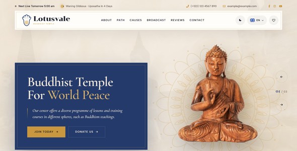 Lotusvale – Buddhist Temple Donation Landing Page HTML5 Template
