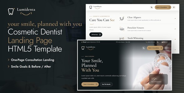 Lumidenta – Cosmetic Dentist Landing Page HTML5 Template