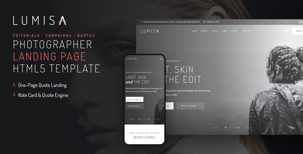 Lumisa – Beauty & Fashion Photographer Landing Page HTML5 Template