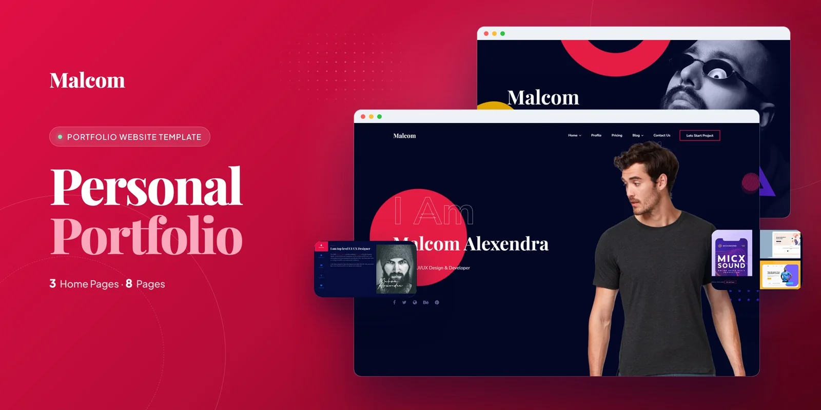 Malcom — Portfolio Showcase PHP Website Template preview