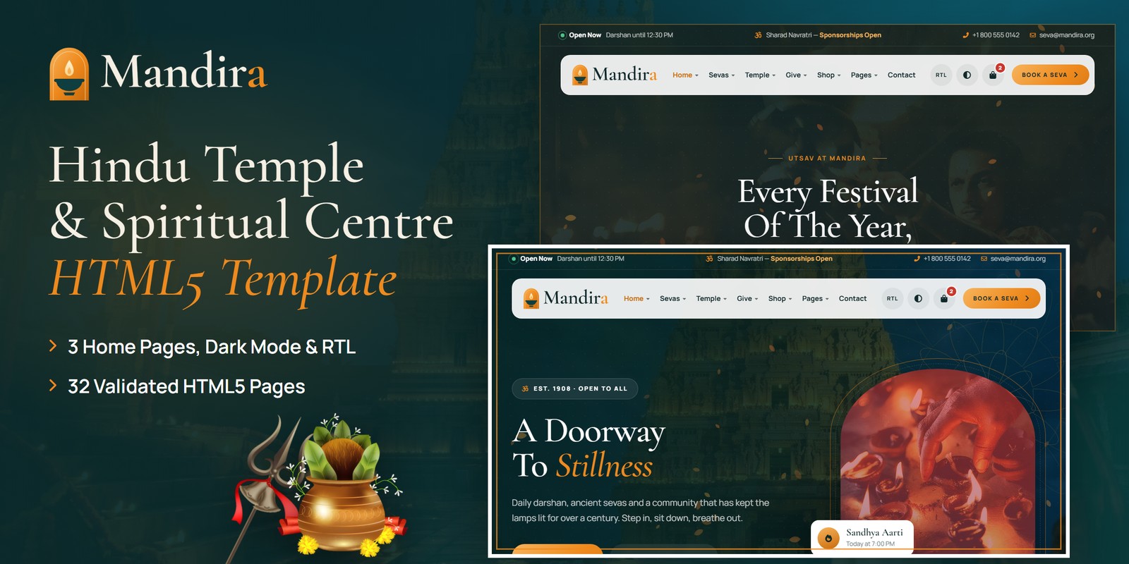 Mandira — Hindu Temple & Puja HTML5 Template preview