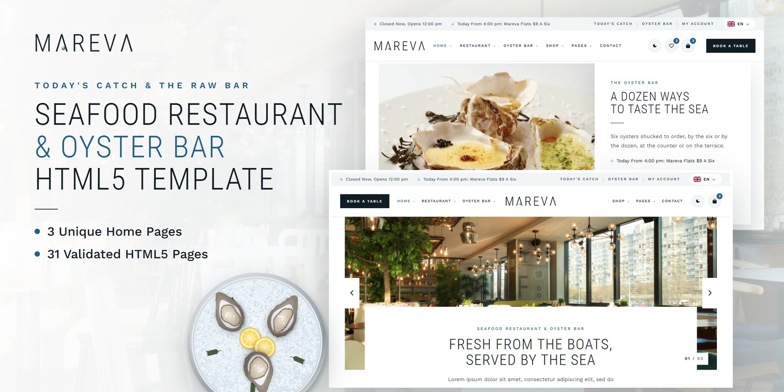 Seafood Restaurant WordPress Theme – Mareva preview