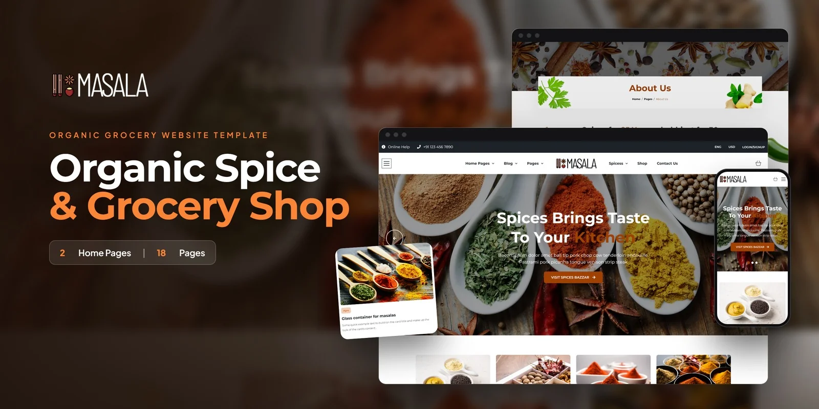 Masala — Organic Grocery Developer Website Bundle preview