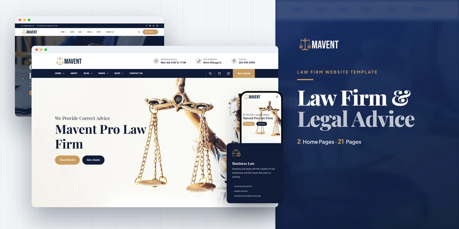 Mavent – Bootstrap 5 Law Firm HTML5 Website Template preview
