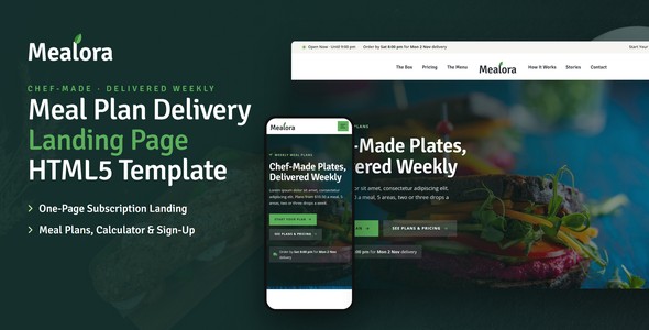 Mealora – Meal Plan Delivery Landing Page HTML5 Template