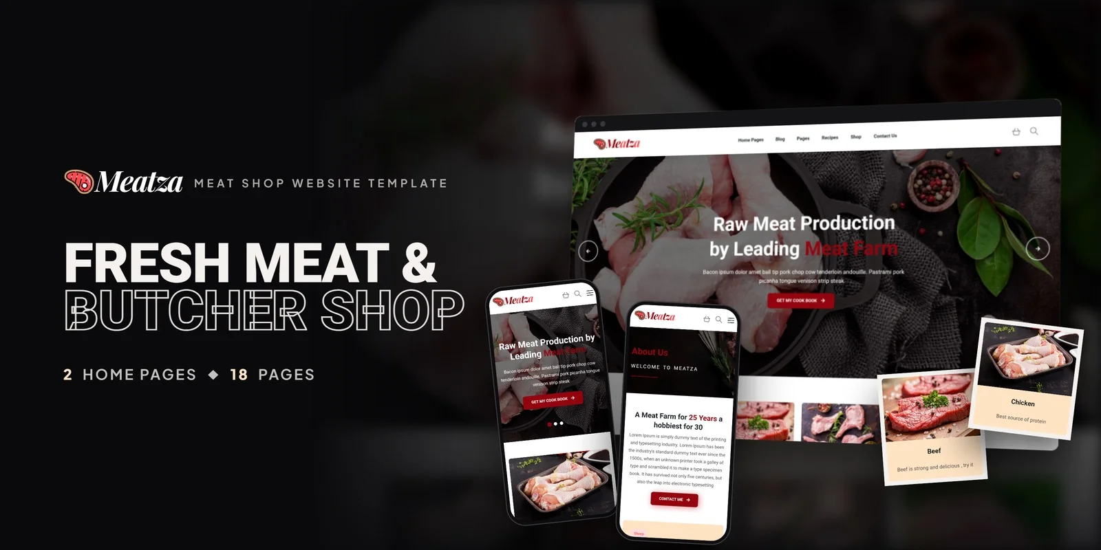 Meatza — Meat Shop Developer Website Bundle preview