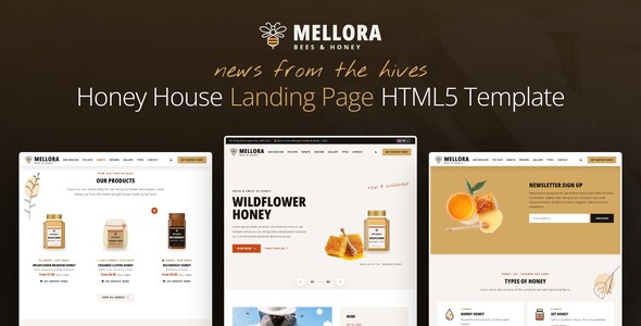 Mellora – Honey House Newsletter Landing Page HTML5 Template