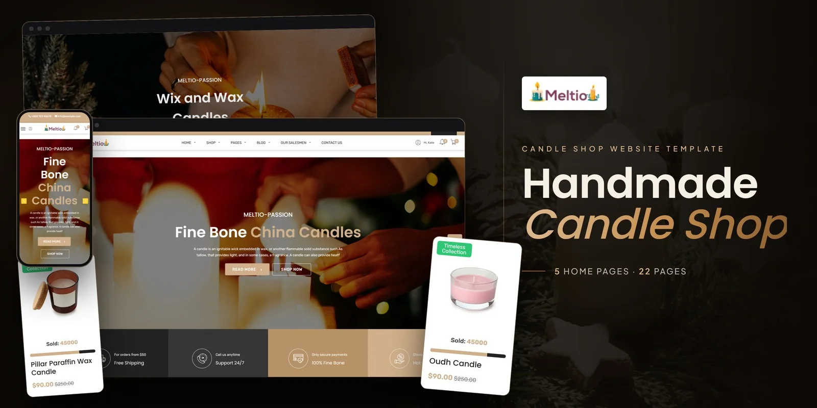 Meltio – Bootstrap 5 Candle Shop HTML5 Website Template preview