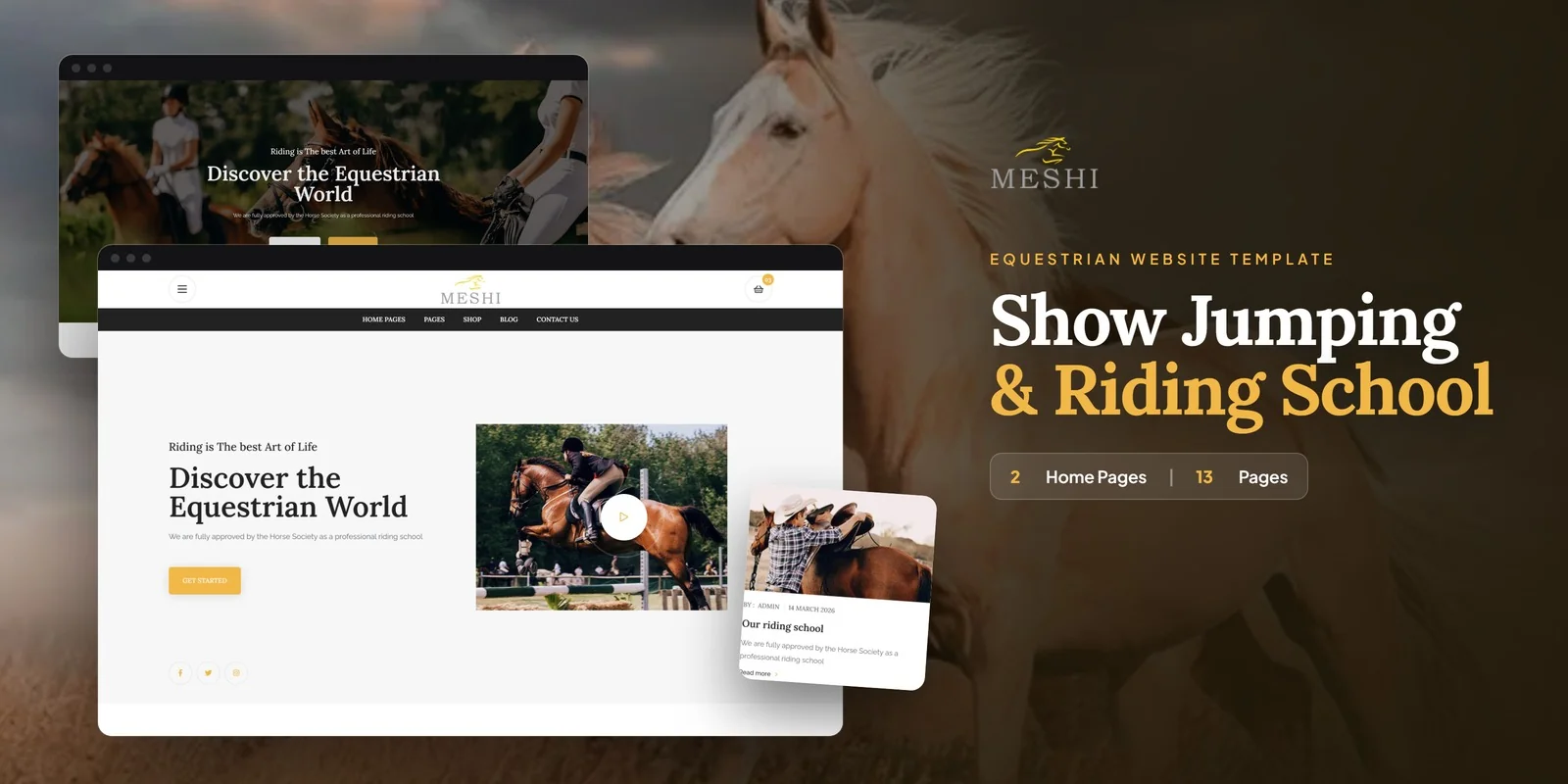 Meshi — Horse Riding Academy WordPress Theme preview
