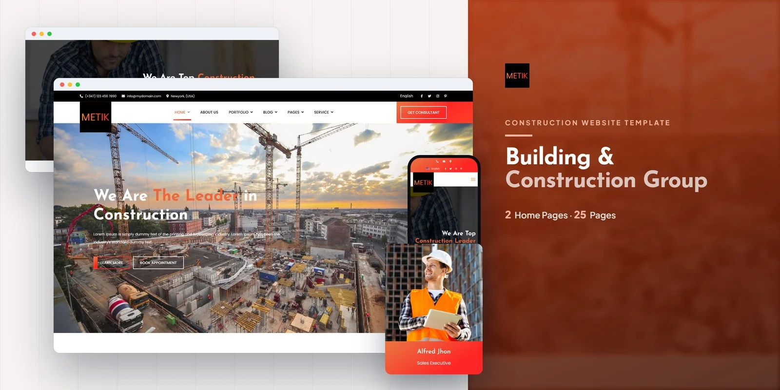 Metik — Builder Construction React JS Website Template preview