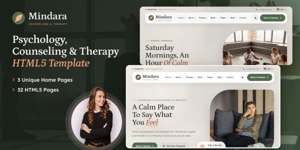 Mindara — Psychology Counseling & Therapy HTML5 Template
