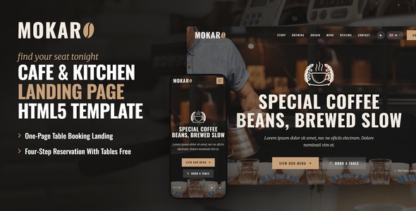 Mokaro – Cafe Landing Page HTML5 Template
