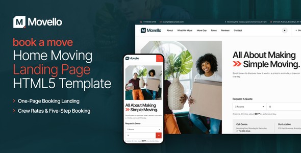 Movello – Home Moving Landing Page HTML5 Template