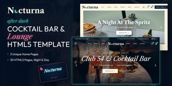 Nocturna — Cocktail Bar WordPress Theme