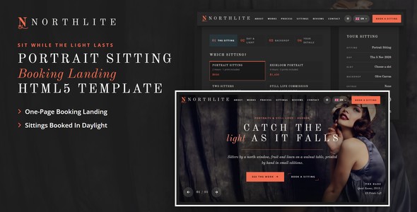 Northlite – Portrait Sitting Booking Landing Page HTML5 Template