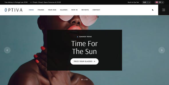 Optiva – Eyewear Store Booking Landing Page HTML5 Template