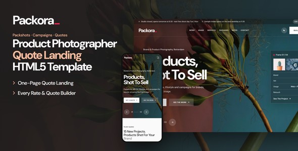 Packora – Product Photographer Landing Page HTML5 Template
