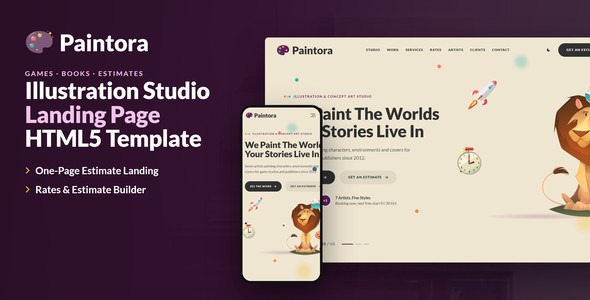 Paintora – Illustration & Concept Art Studio Landing Page HTML5 Template