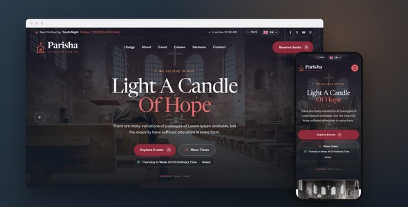 Parisha – Catholic Parish Event Landing Page HTML5 Template