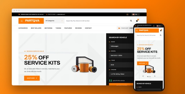 Partova – Auto Parts Sale Shop Landing Page HTML5 Template