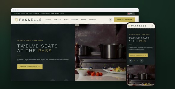 Passelle – Chef's Counter Landing Page HTML5 Template