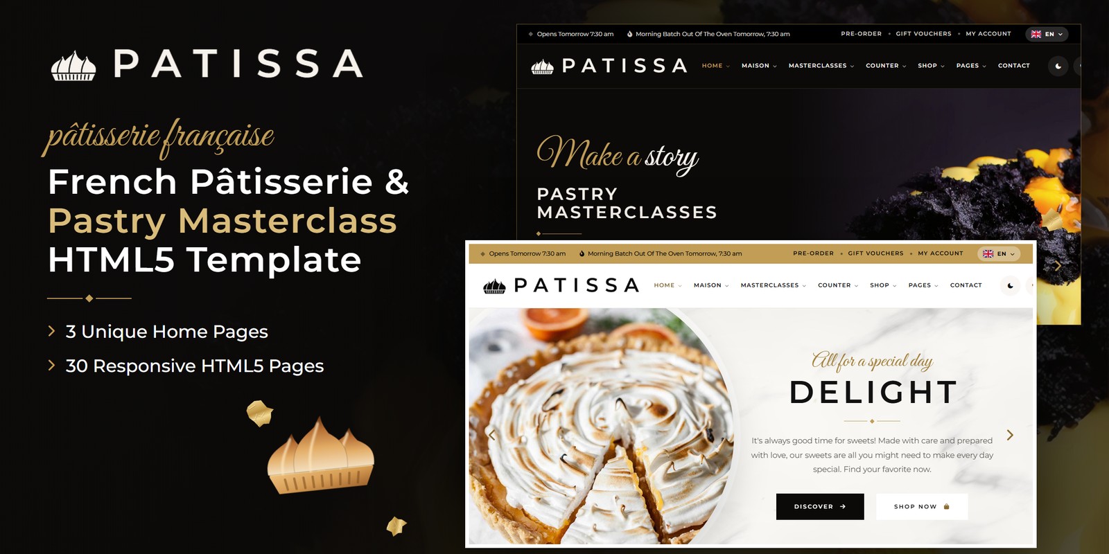 Patissa — Bakery and Pastry WordPress Theme preview