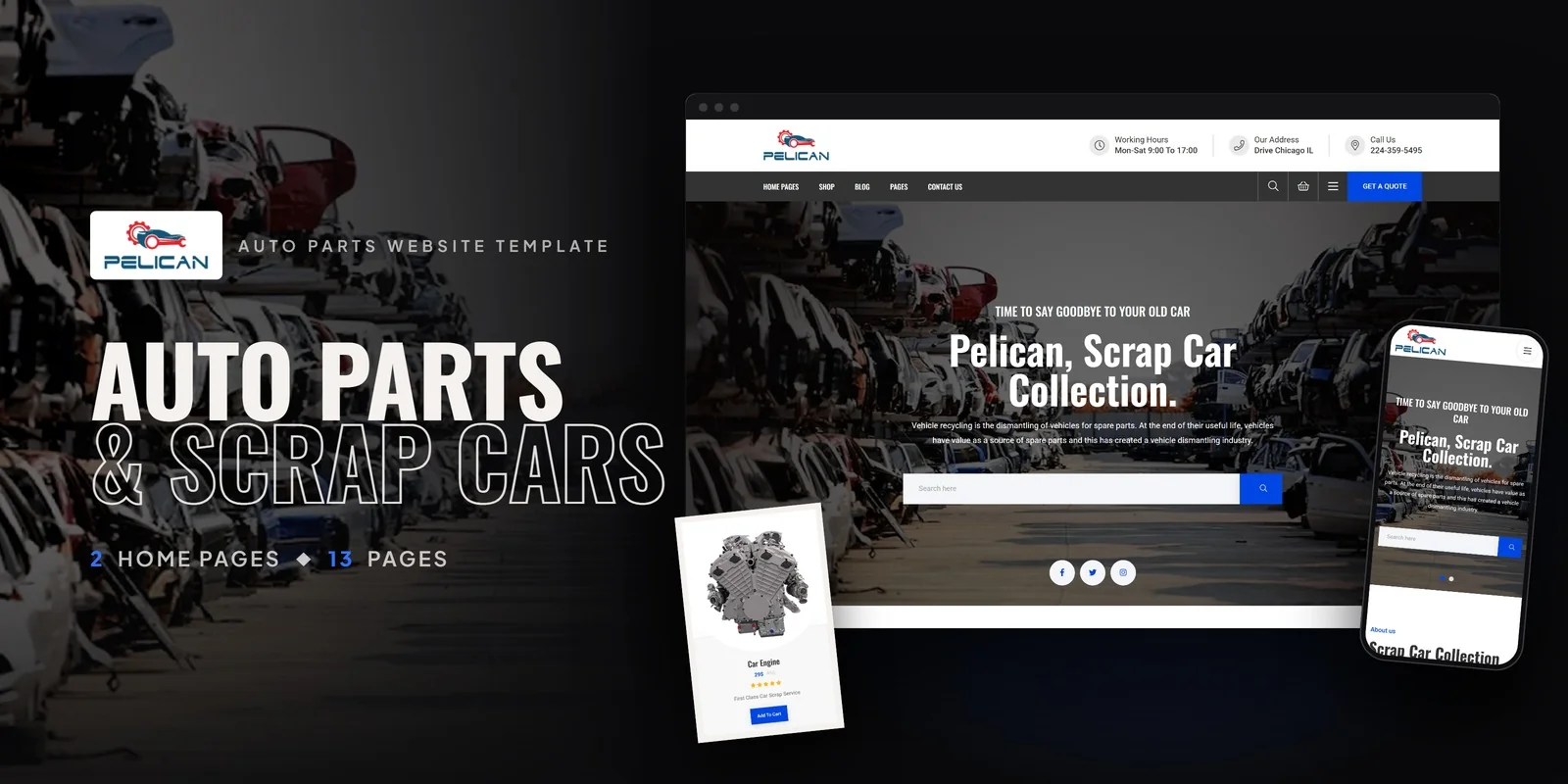 Pelican — Vehicle Parts Vue.js Website Template preview