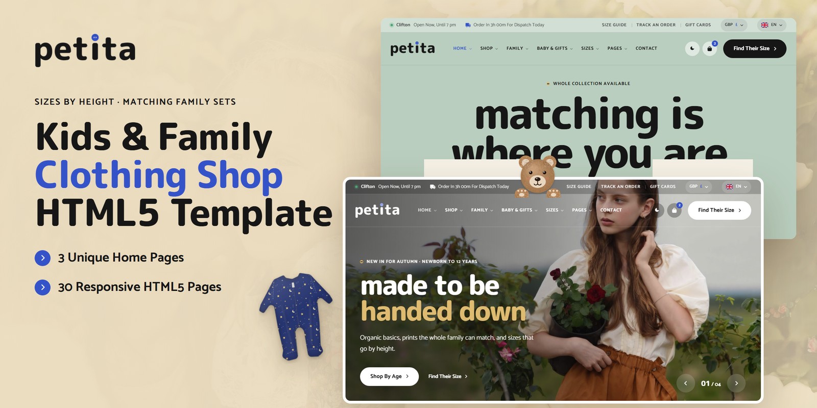 Kids Clothing Angular Template – Petita preview