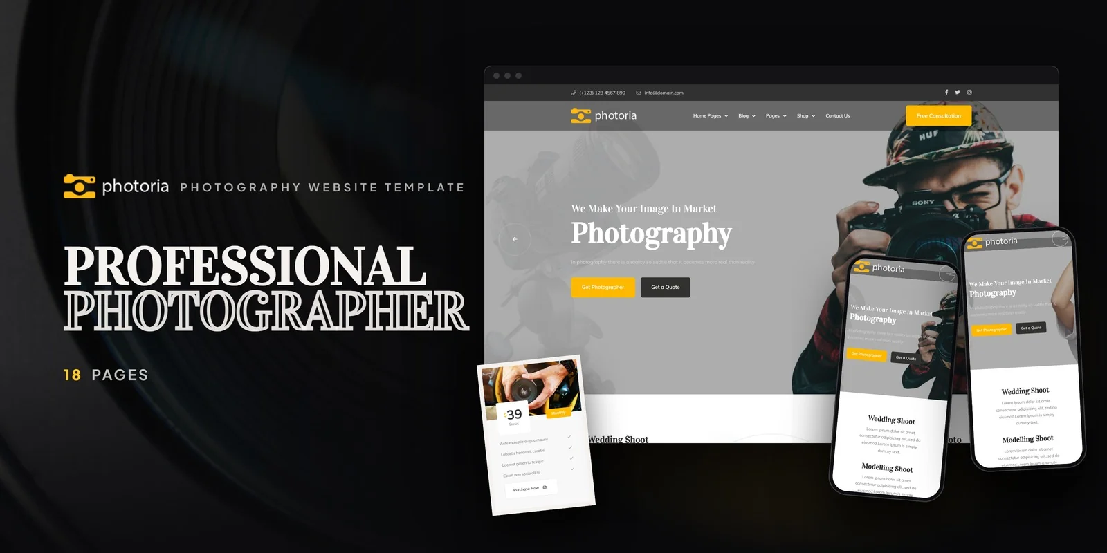 Photoria — Photographer Portfolio React JS Website Template preview