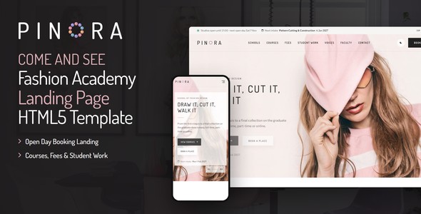 Pinora – Fashion Academy Open Day Landing Page HTML5 Template